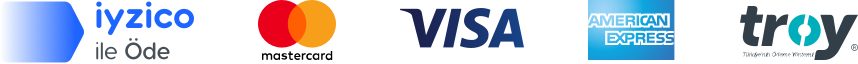 iyzico ile Öde · Mastercard · Visa · American Express · troy güvenli ödeme